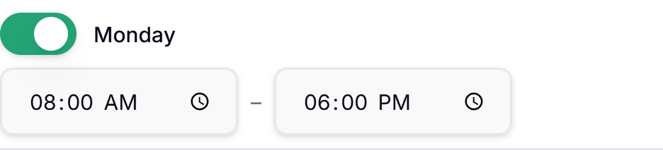 One day's availability configuration